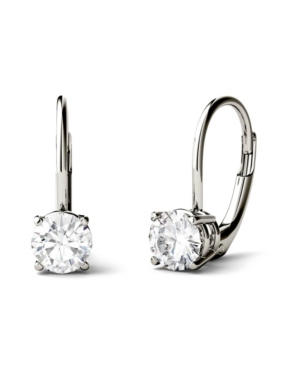 Charles & Colvard Moissanite Leverback Earrings (1 Ct. T.w. Diamond Equivalent) In 14k White Or Yellow Gold In White Gold
