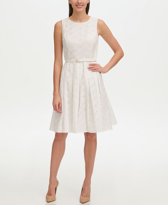 Tommy Hilfiger Eyelet Fit and Flare Dress Macy s