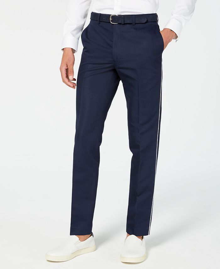 Calvin Klein Men's Skinny-Fit Contrast Piped Suit Pants - Macy's