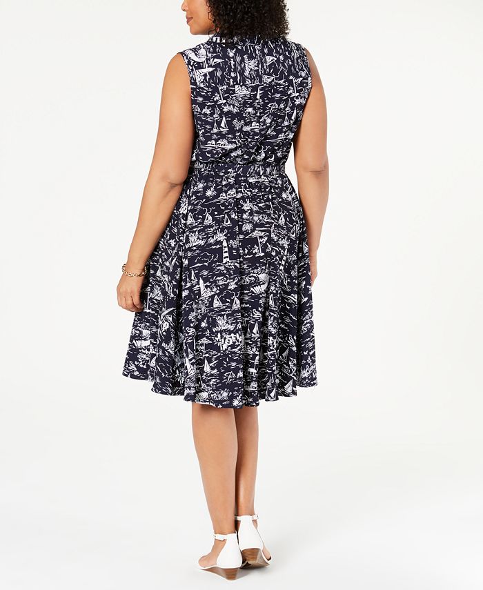 Charter Club Plus Size Scenic Belted Dress, Created for Macy's - Macy's