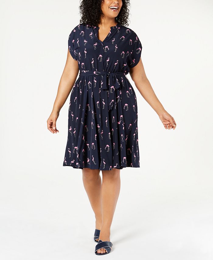 Charter Club Plus Size Button-Front Tie Dress, Created for Macy's - Macy's