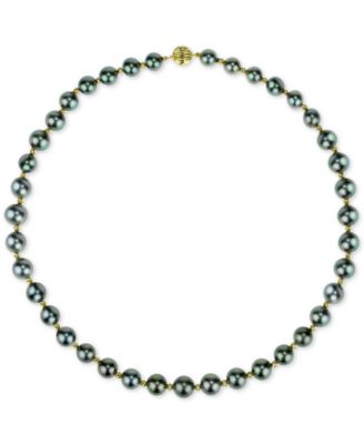 Macy's - Cultured Tahitian Pearl (8-10mm) & Bead 18" Collar Necklace in 14k Gold