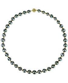 Cultured Tahitian Pearl (8-10mm) & Bead 18" Collar Necklace in 14k Gold