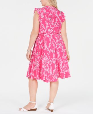 macy's pink plus size dresses