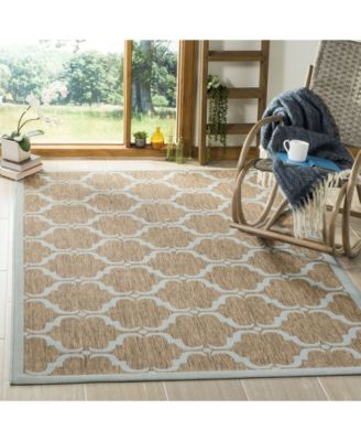 Courtyard CY6009 Brown and Aqua 5'3" x 7'7" Outdoor Area Rug