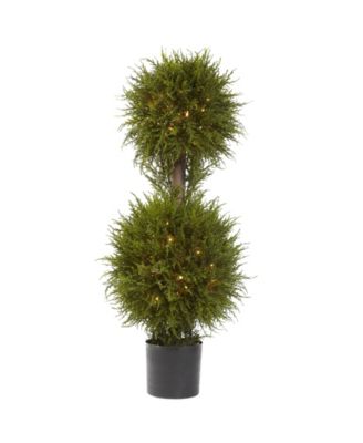 Nearly Natural - 40" Cedar Double Ball Topiary w/ Lights