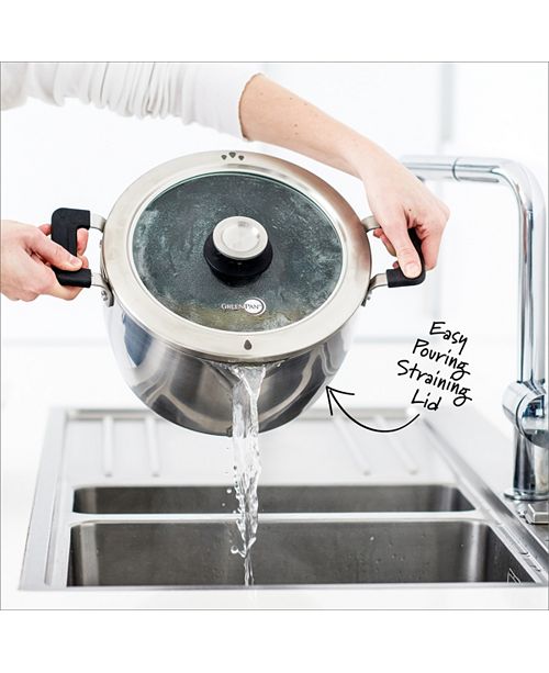 GreenPan Levels 11-Pc. Stainless Steel Stackable Ceramic Nonstick Cookware Set, Created for Macy 