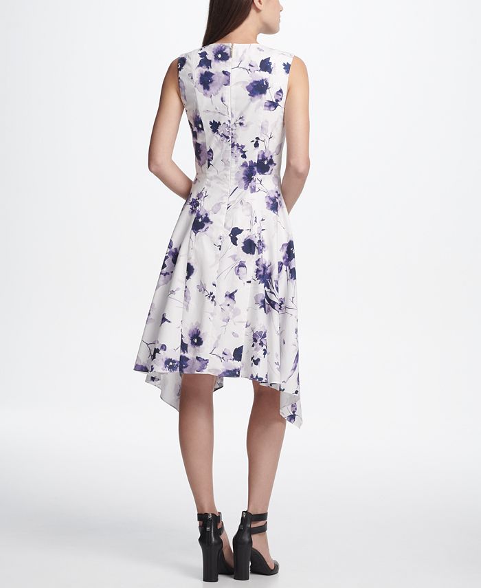 DKNY Floral Handkerchief Hem Dress - Macy's