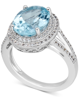 image of Blue Topaz (6-1/2 ct. t.w.) & White Topaz (1 ct. t.w.) Ring in Sterling Silver