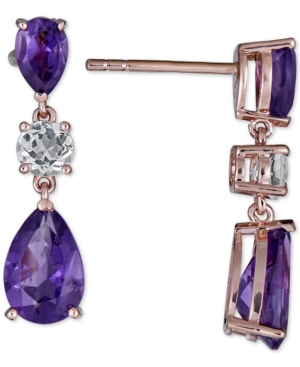 image of Blue Topaz (5 ct. t.w.) & White Topaz (1/2 ct. t.w.) Drop Earrings in 14k White Gold (also available in Garnet & Amethyst)