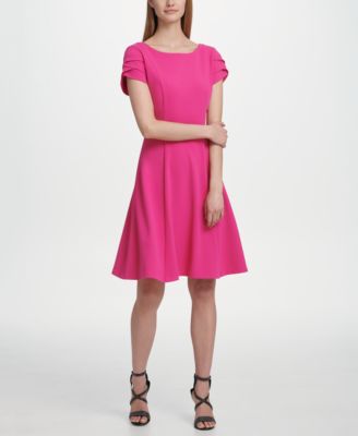 DKNY - Fit Flare with Short Tulip Sleeves