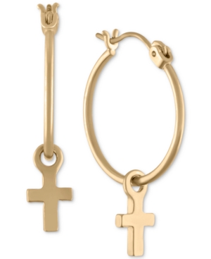 image of Rachel Rachel Roy Gold-Tone Cross Hoop Earrings