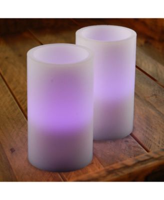 Lumabase Set of 2 Multi Colored Flickering LED Candle with Remote Control