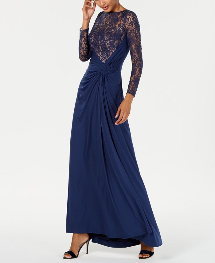 Tadashi Shoji Twisted Illusion Lace Gown Macy s