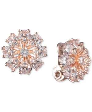 image of Anne Klein Crystal Flower Clip-On Button Earrings