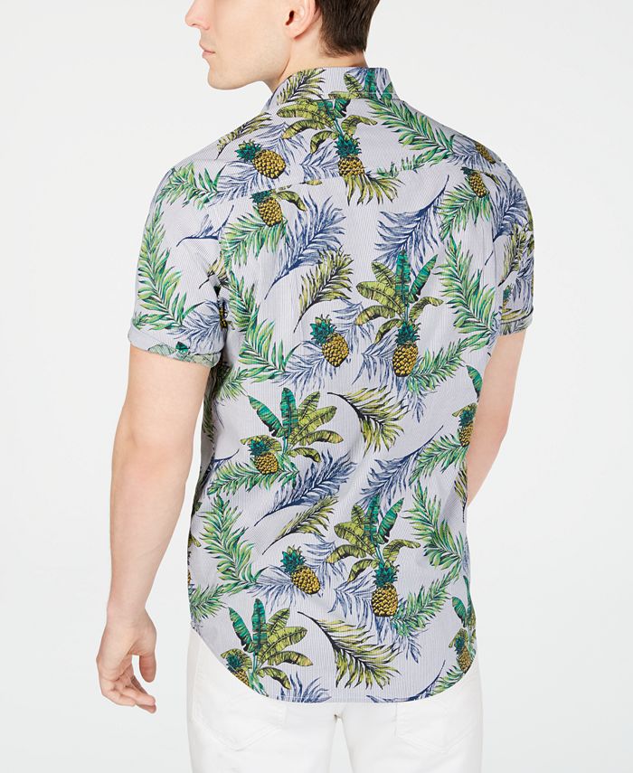 Club Room Men's Pineapple Printed Shirt, Created for Macy's - Macy's