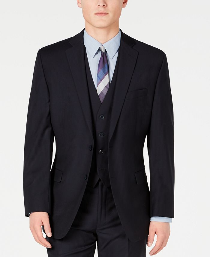 Calvin Klein Midnight Blue Stripe Modern-Fit Suit Jacket - Macy's