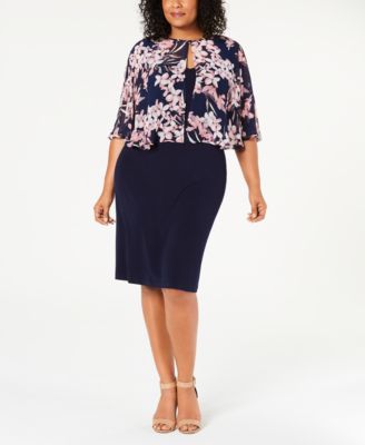 Connected - Plus Size Printed Jacket & A-Line Dress