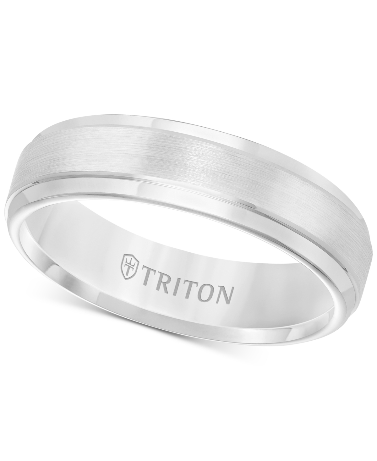 Men's White Tungsten Carbide Ring, Comfort Fit Wedding Band (6mm) - Tungsten