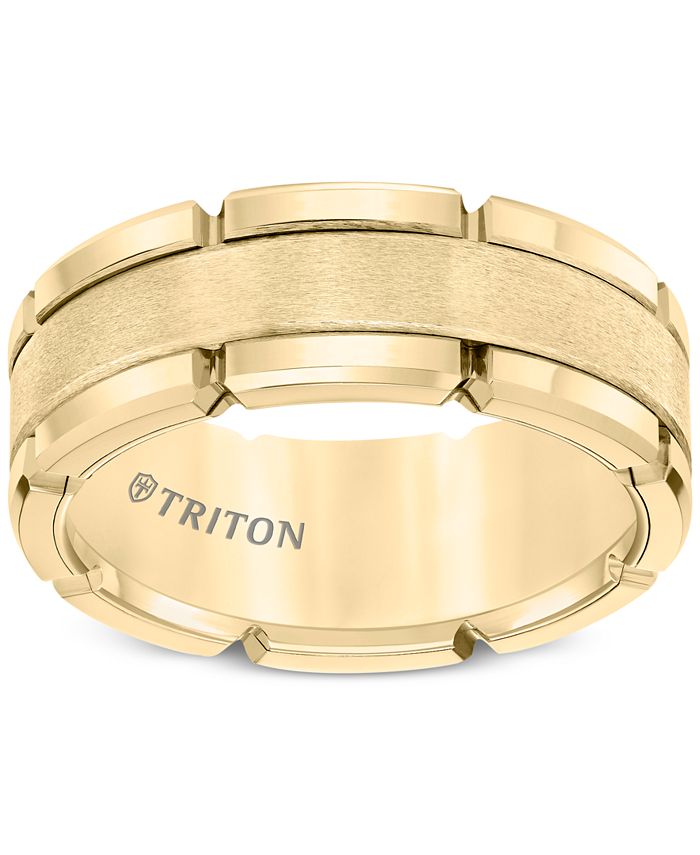 Triton Men's Brushed Comfort-Fit 8mm Wedding Band in Yellow Tungsten ...