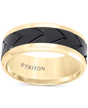 image of Men-s Black Tread Design Band in Tungsten Carbide