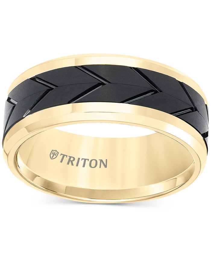 Men s Black Tread Design Band in Tungsten Carbide