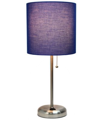 Lime Lights Stick Lamp with Charging Outlet and Fabric Shade