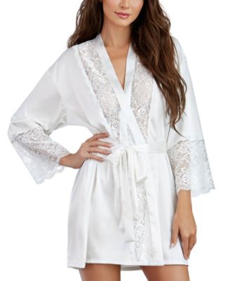 Dreamgirl Satin Charmeuse Robe With Lace Trim Details - Macy's