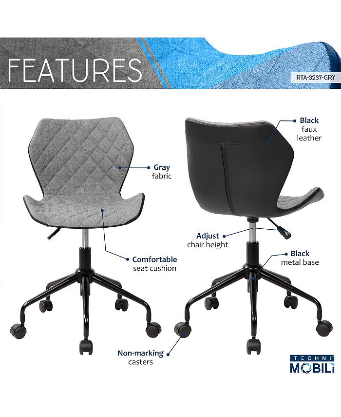 RTA Products Techni Mobili Deluxe Modern Office Armless Task Chair Macy's
