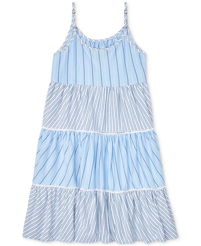 Polo Ralph Lauren Big Girls Tiered Striped Cotton Dress - Macy's