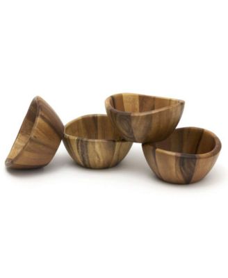 Lipper International - Acacia Wave Bowls, Set of 4