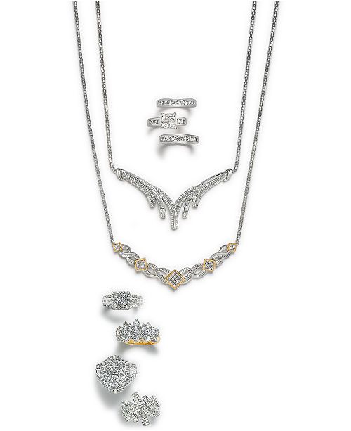 Macy's Wrapped in Love™ Diamond Frontal Necklace (1 ct. t.w.) in 14k