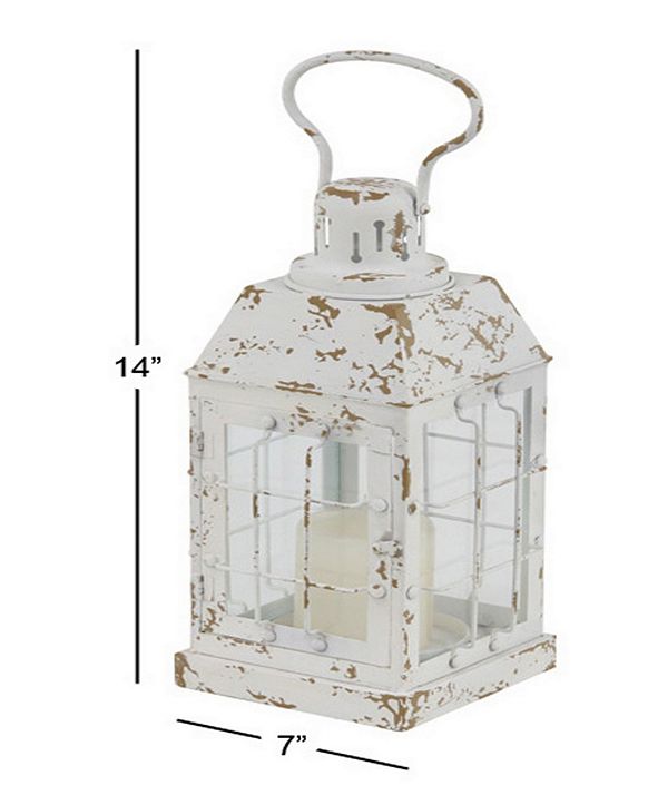 Rosemary Lane Rustic Distressed White Window Candle ...