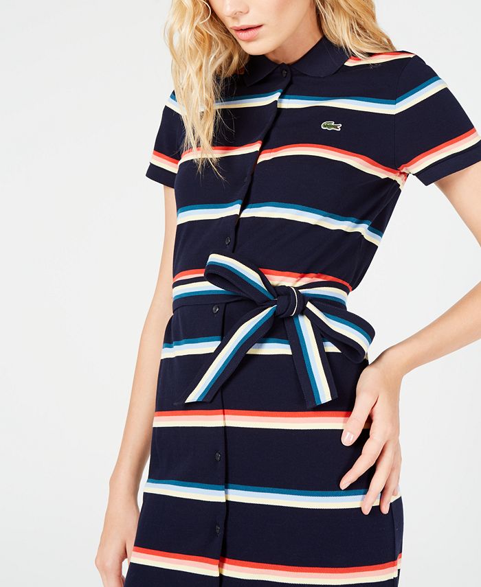 Lacoste Cotton Striped Belted Shirtdress Macy's