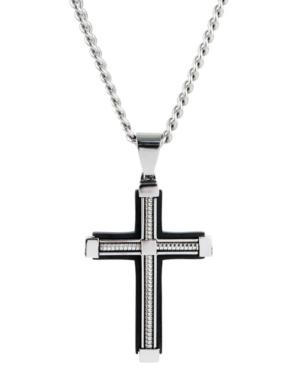 image of Sutton Stainless Steel Cable Cross Pendant Necklace