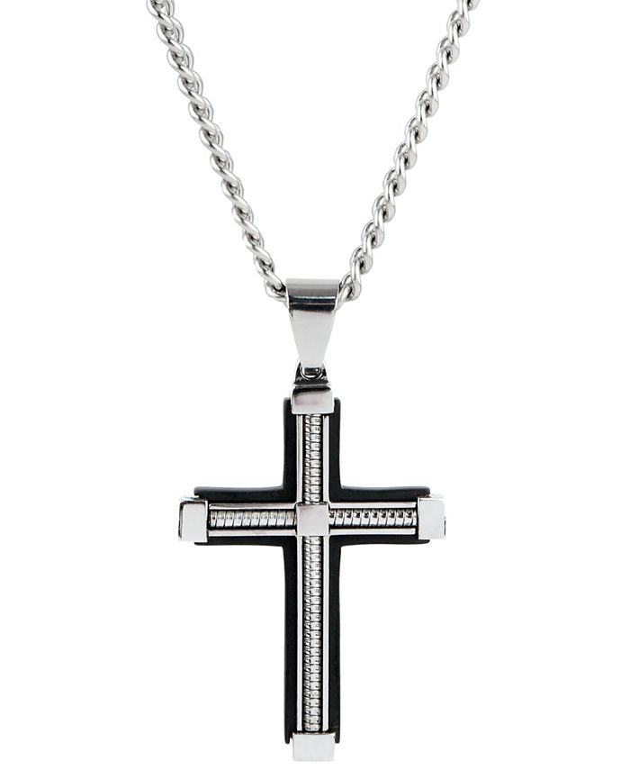 Sutton by Rhona Sutton Sutton Stainless Steel Cable Cross Pendant