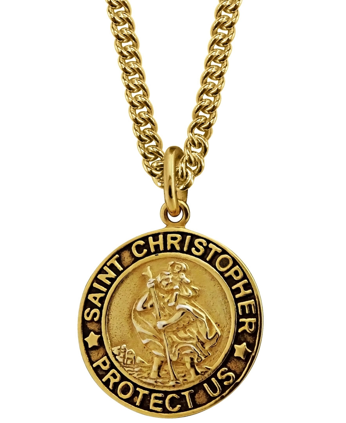 Sutton Gold Plated Sterling Silver Saint Christopher Pendant Necklace - Gold