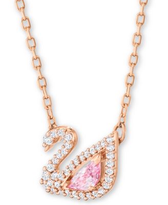Rose Gold-Tone Crystal Swan Pendant Necklace, 14-7/8" + 2" extender