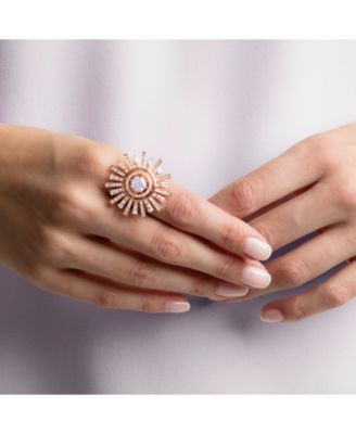Swarovski Rose Gold-Tone Crystal Sunshine Ring - Macy's