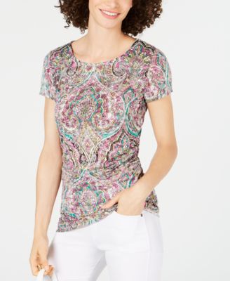 INC International Concepts INC Ruched-Side Short-Sleeve Top, Created ...
