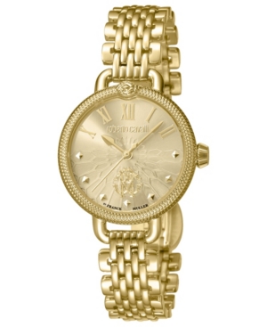 image of Roberto Cavalli By Franck Muller Women-s Swiss Quartz Gold-Tone Stainless Steel Bracelet Watch, 30mm