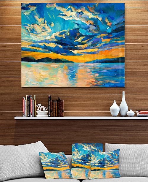 Design Art Designart Orange Sunset With Blue Sky Modern Painting