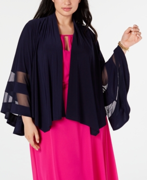 R & M Richards Plus Size Illusion-Trim Jacket