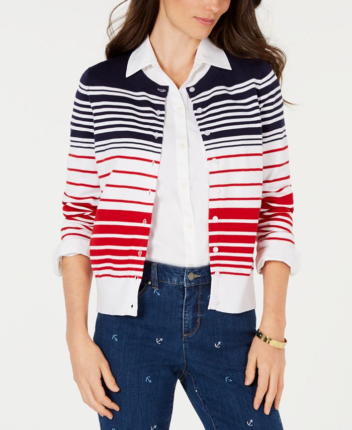 Charter Club Striped Button-Down Cardigan, Created for Macy's - Macy's