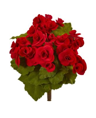 Nearly Natural - 11” Begonia Bush Artificial Flower (Set of 4)