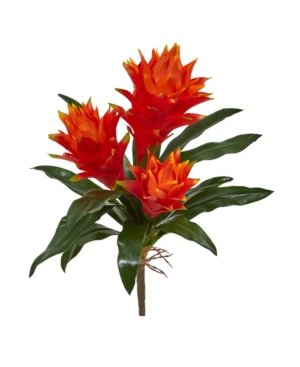 Nearly Natural 16" Double Bromeliad Artificial Flower (set Of 6) In Red