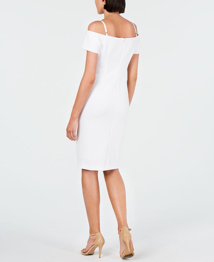Calvin Klein Lace-Trim Off-The-Shoulder Dress - Macy's
