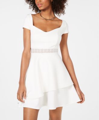 white fit and flare dress with sleeves