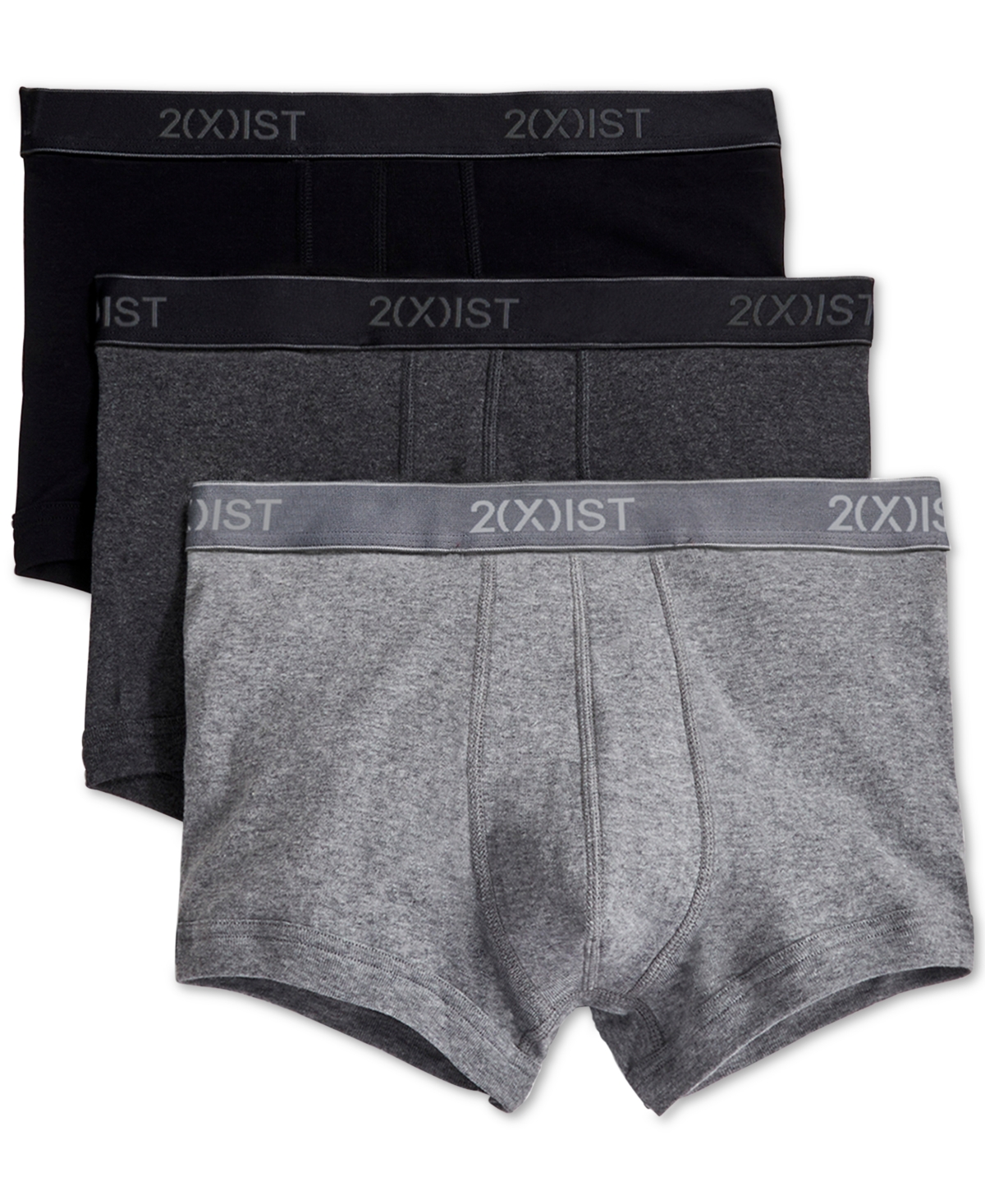 Shop 2(x)ist Men's Essential No-show Trunks 3-pack In Black,heather Grey,charcoal Heather