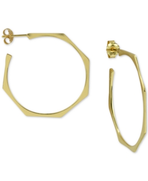 image of Argento Vivo Geometric Hoop Earrings in Gold-Plated Sterling Silver